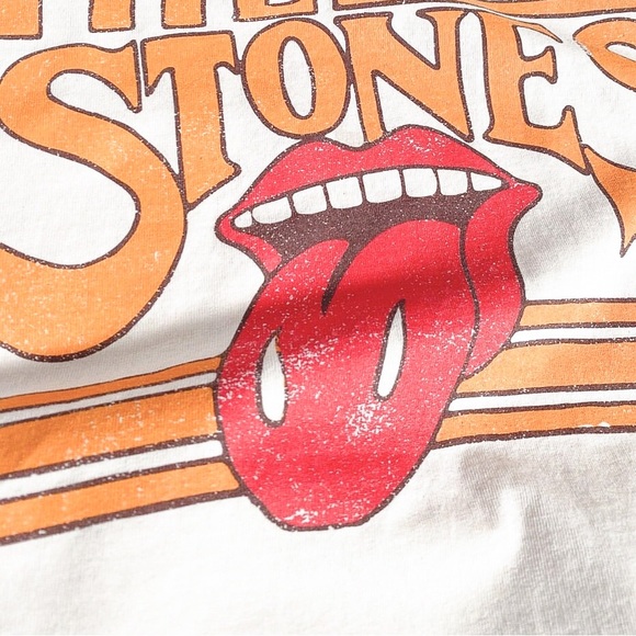 THE ROLLING STONES STONED OVERSIZED DISTRESSED GRAPHIC FESTIVAL BAND TEE - Picture 3 of 3